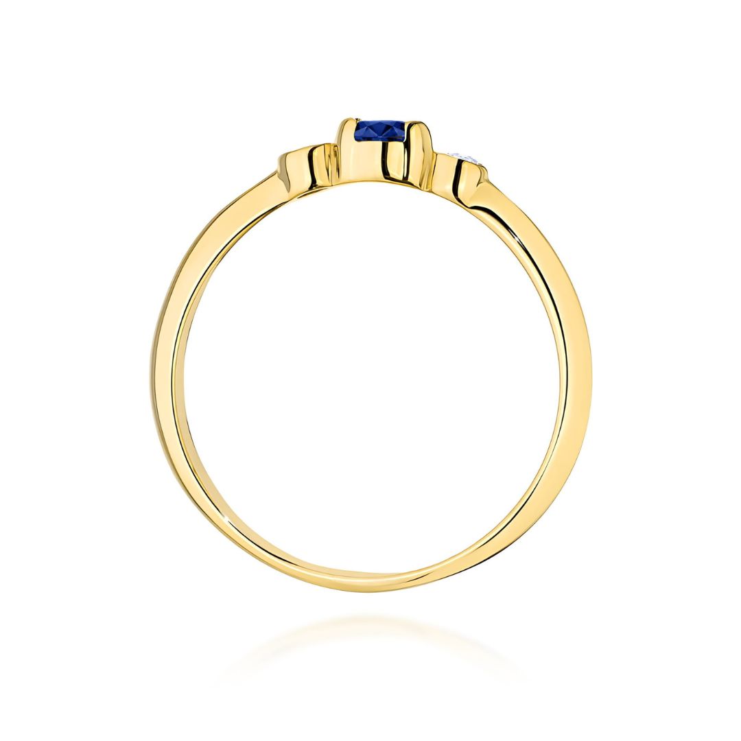 Anillo Liv de oro amarillo de 14K con zafiro y diamantes
