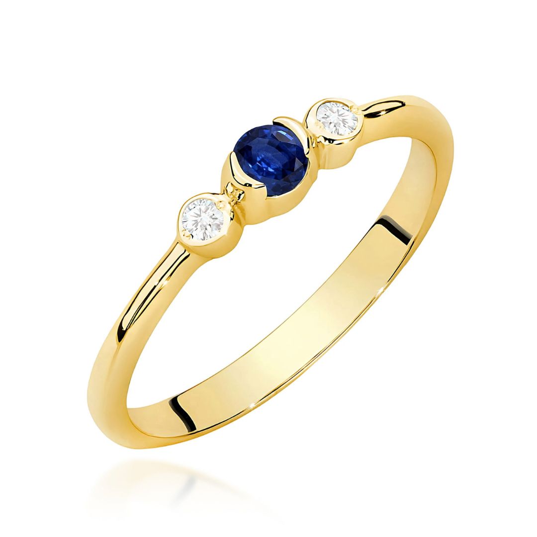 Anillo Liv de oro amarillo de 14K con zafiro y diamantes