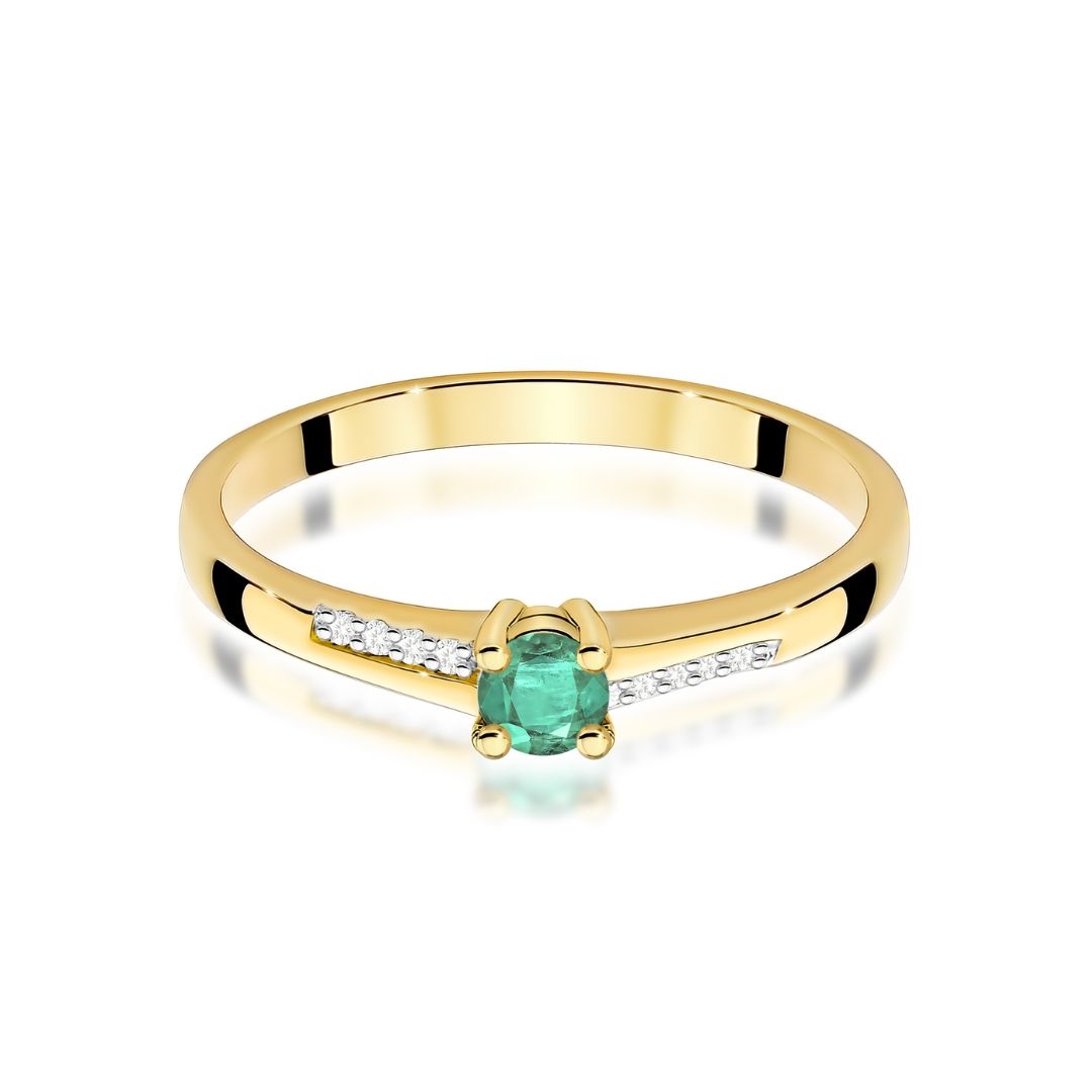 Anillo Maia de Oro 14K con Esmeralda y Diamantes