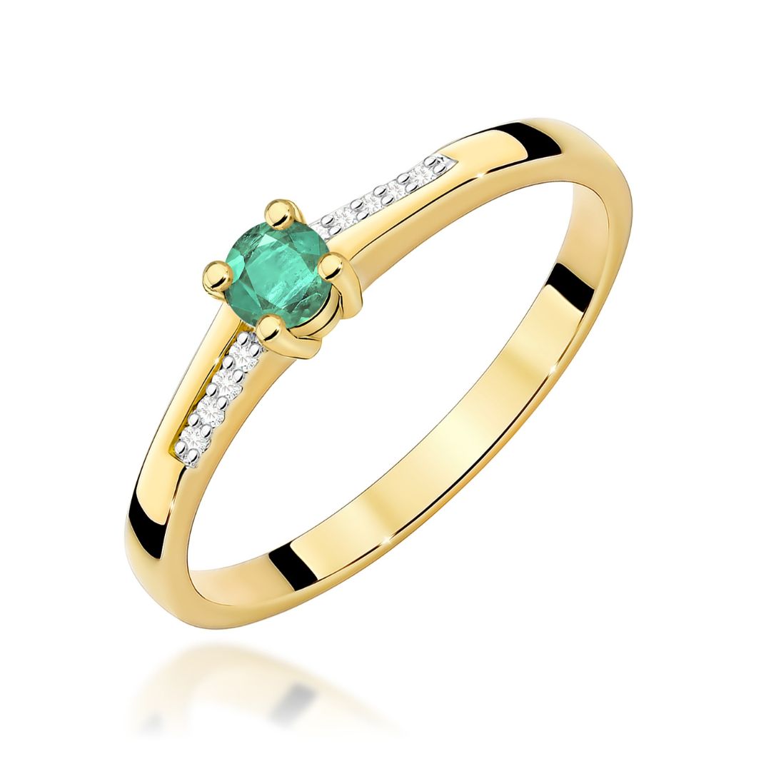 Anillo Maia de Oro 14K con Esmeralda y Diamantes