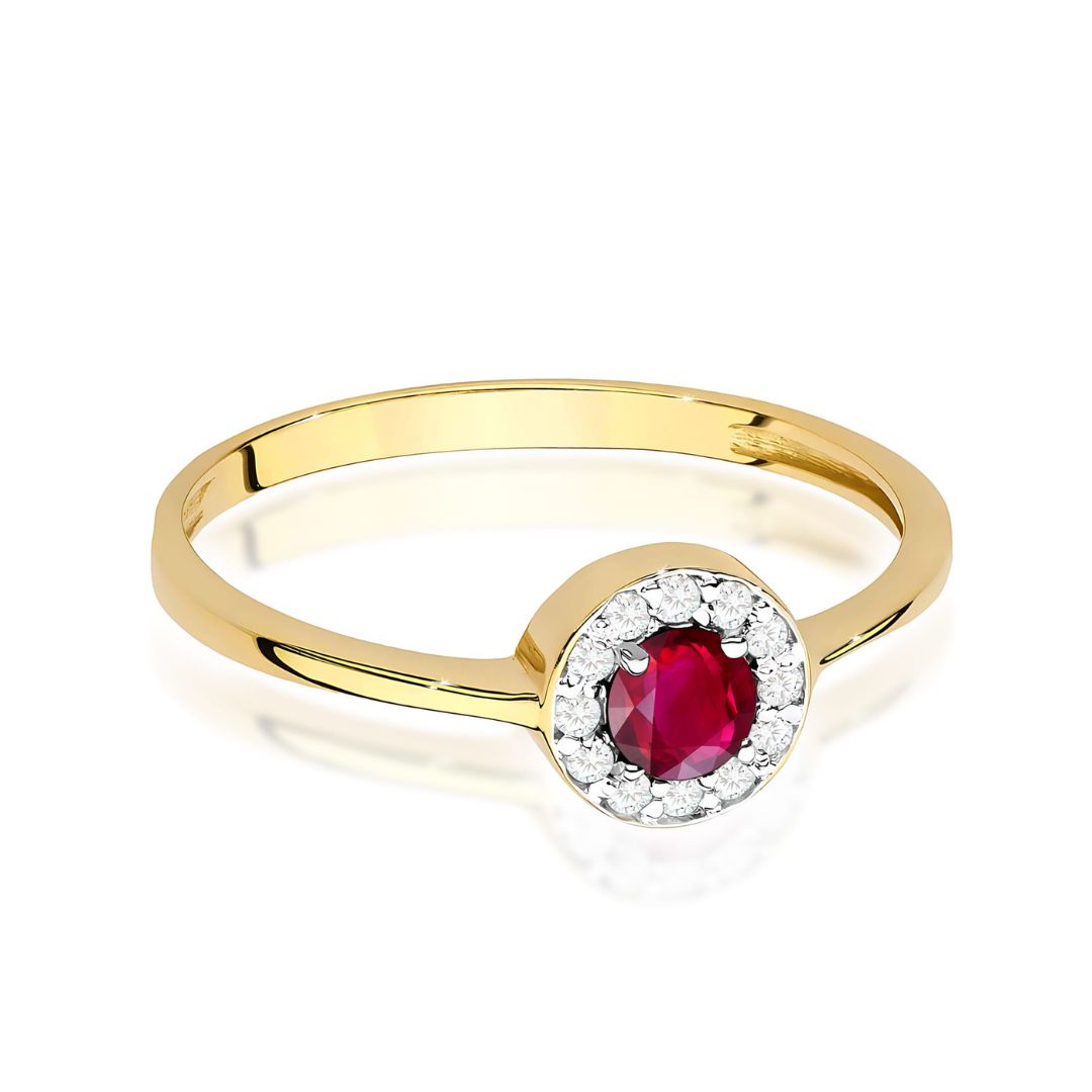 Anillo Mara de Oro 14K con Rubí y Diamantes