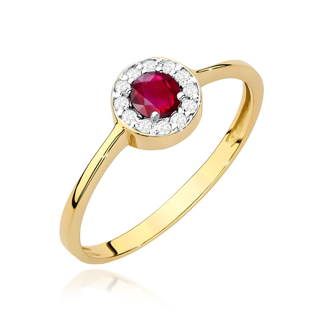 Anillo Mara de Oro 14K con Rubí y Diamantes