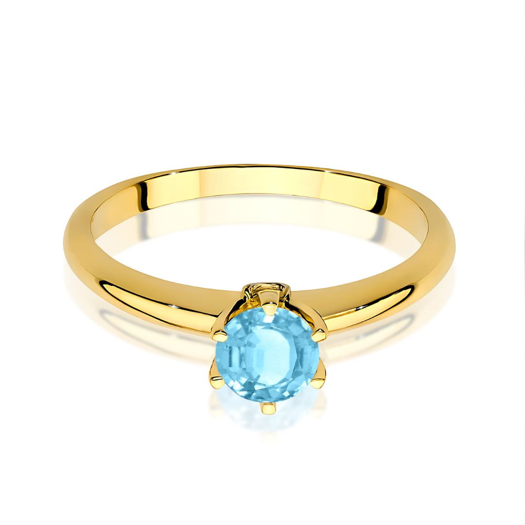 Anillo Marina de Oro 14K con Topacio Swiss