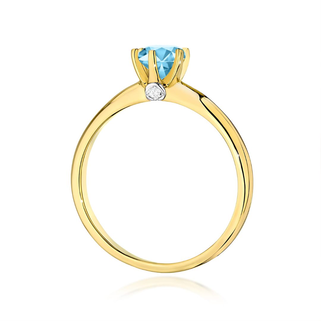 Anillo Marina de Oro 14K con Topacio Swiss