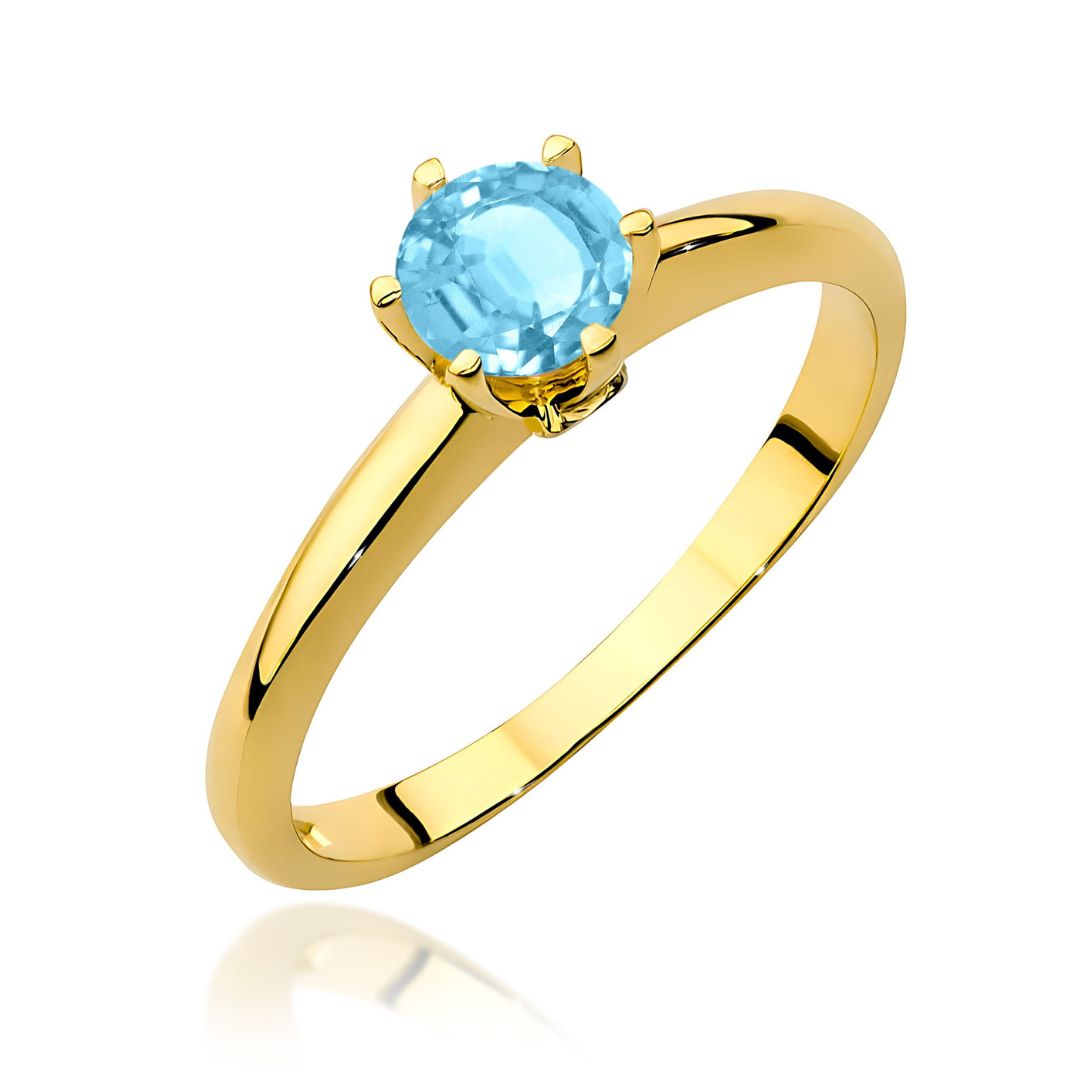 Anillo Marina de Oro 14K con Topacio Swiss