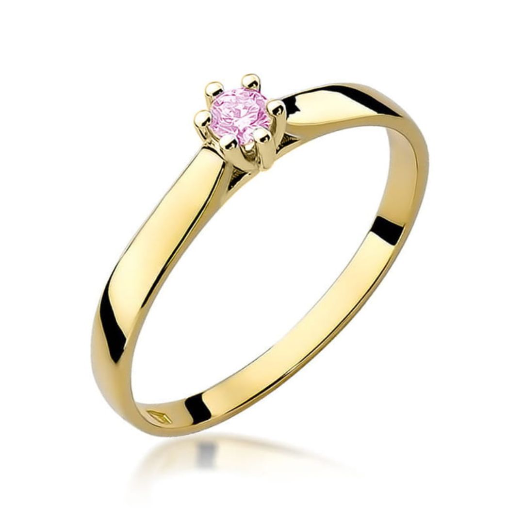 Anillo Nara de Oro 9K con Topacio Rosa 0,13 ct