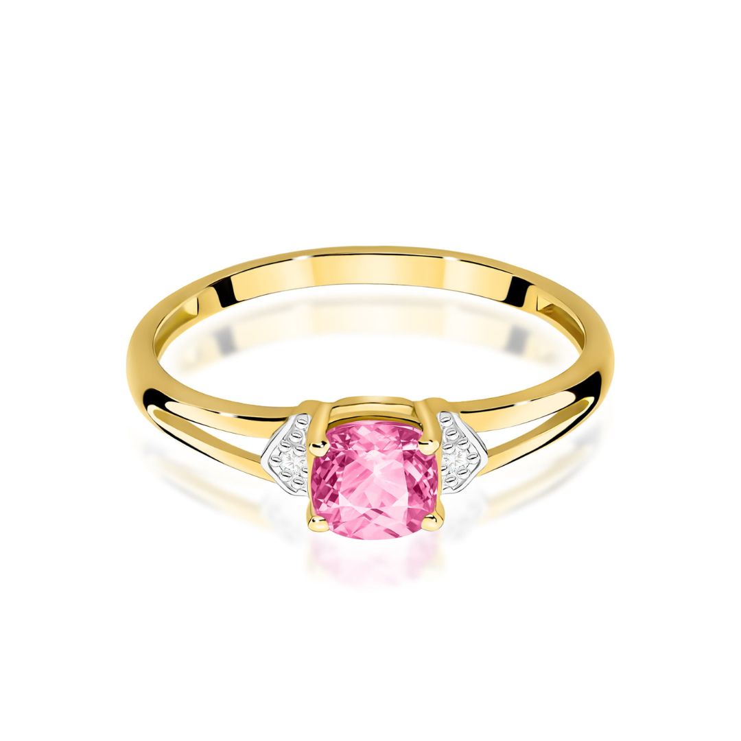 Anillo Nerea de Oro 14K con Topacio Rosa y Diamantes