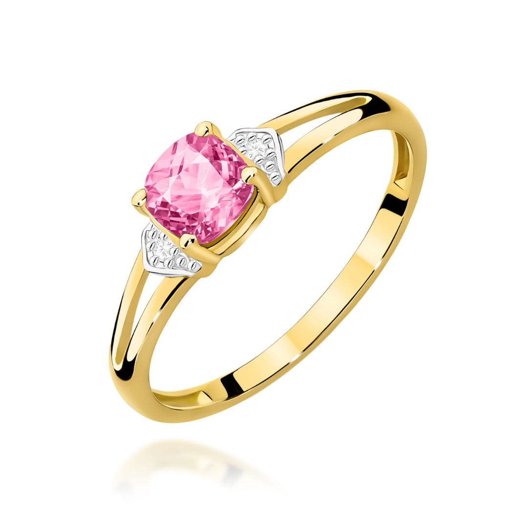 Anillo Nerea de Oro 14K con Topacio Rosa y Diamantes