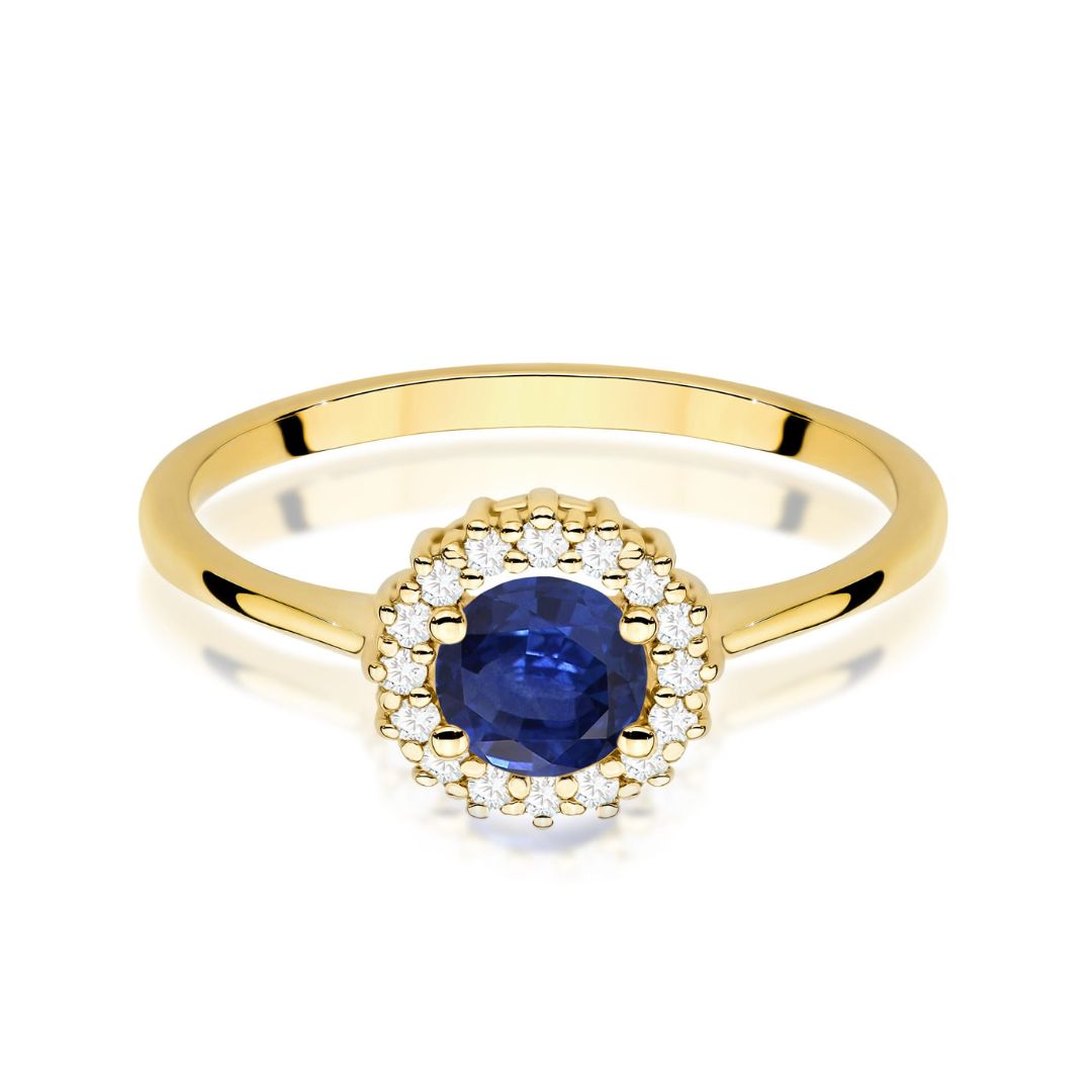 Anillo Nora de Oro 14K con Zafiro y Diamantes