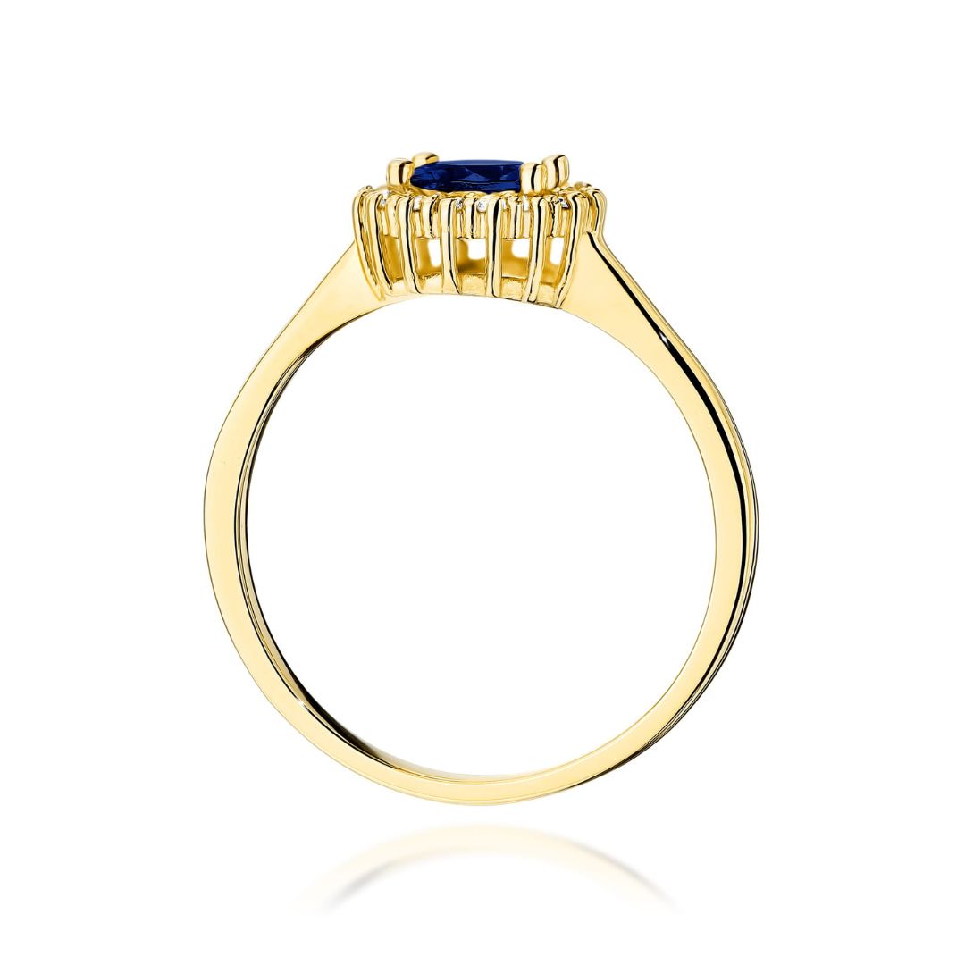 Anillo Nora de Oro 14K con Zafiro y Diamantes