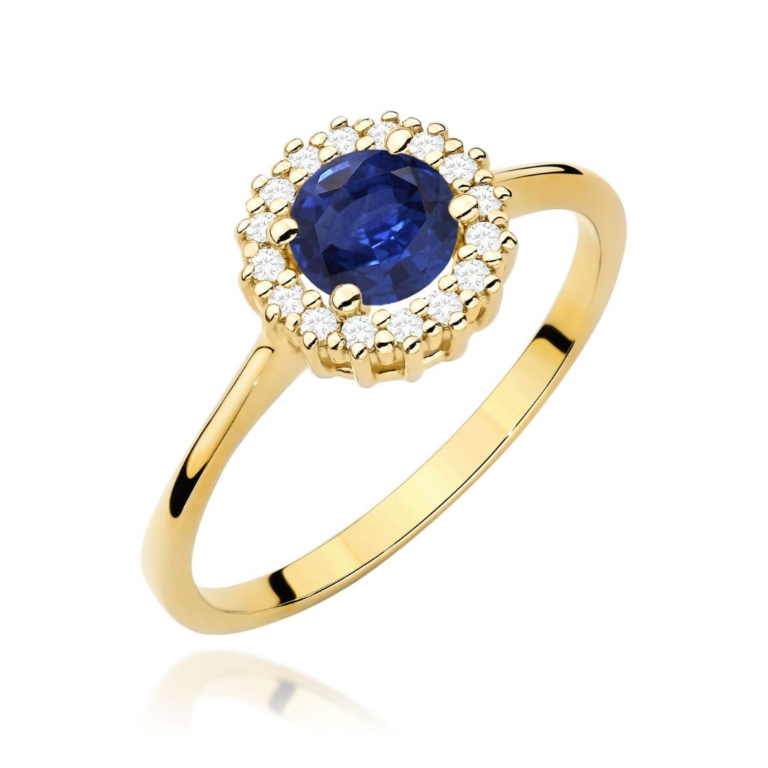 Anillo Nora de Oro 14K con Zafiro y Diamantes