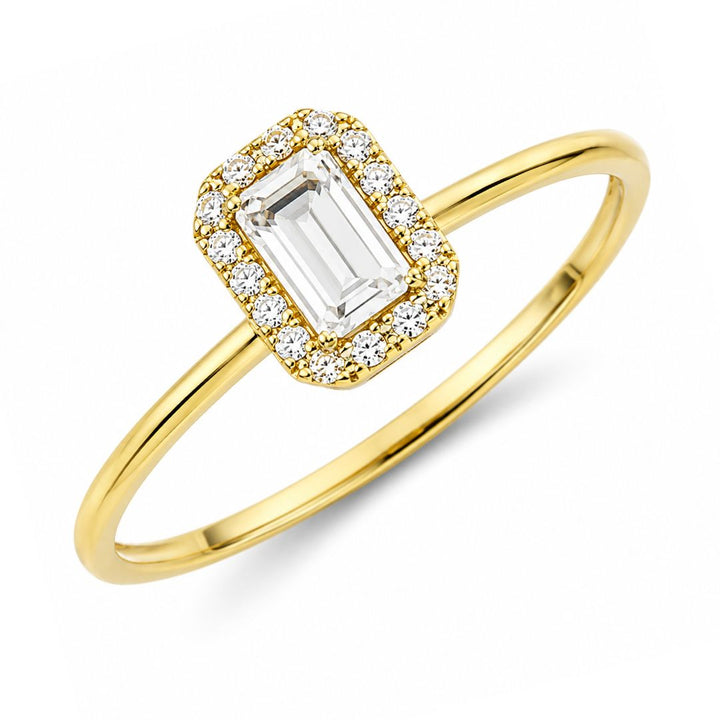 Anillo Oro Amarillo 18K con Circonitas Rectangulares