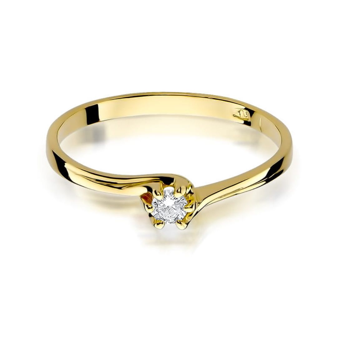Anillo Solitario Catalina Oro Amarillo 14K con Diamante Natural 0,10 ct