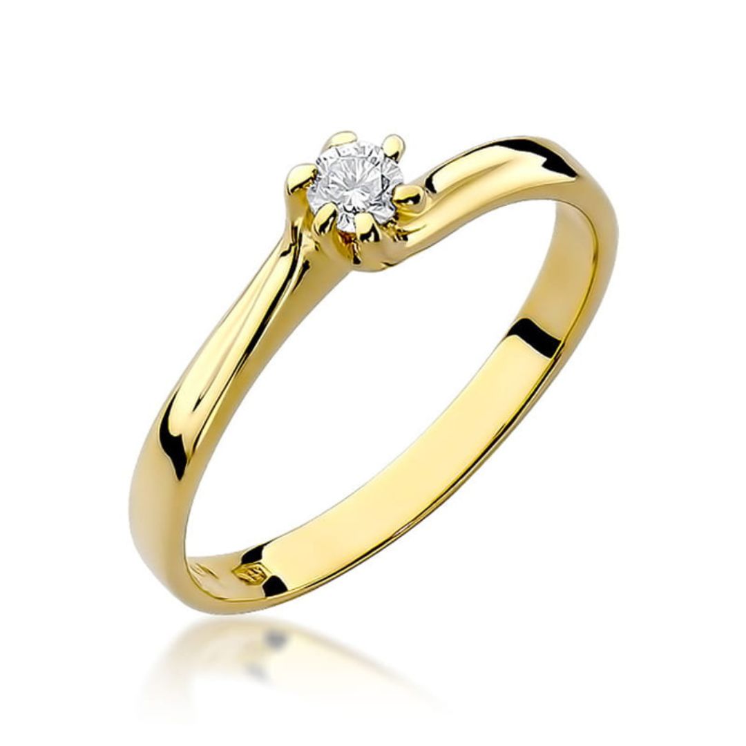 Anillo Solitario Catalina Oro Amarillo 14K con Diamante Natural 0,10 ct