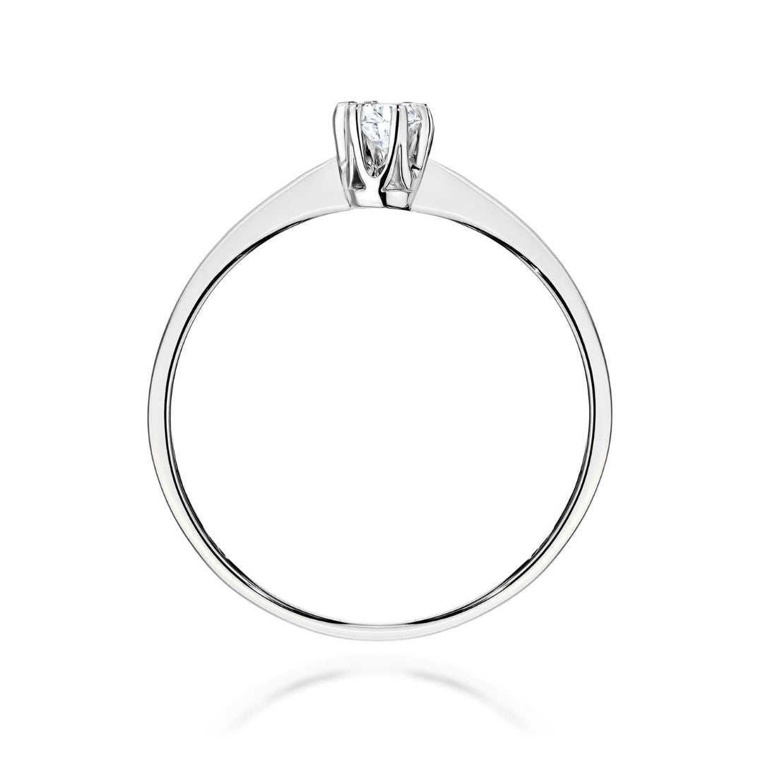 Anillo Solitario Céline Oro Blanco 14K con Diamante Natural 0,10 ct