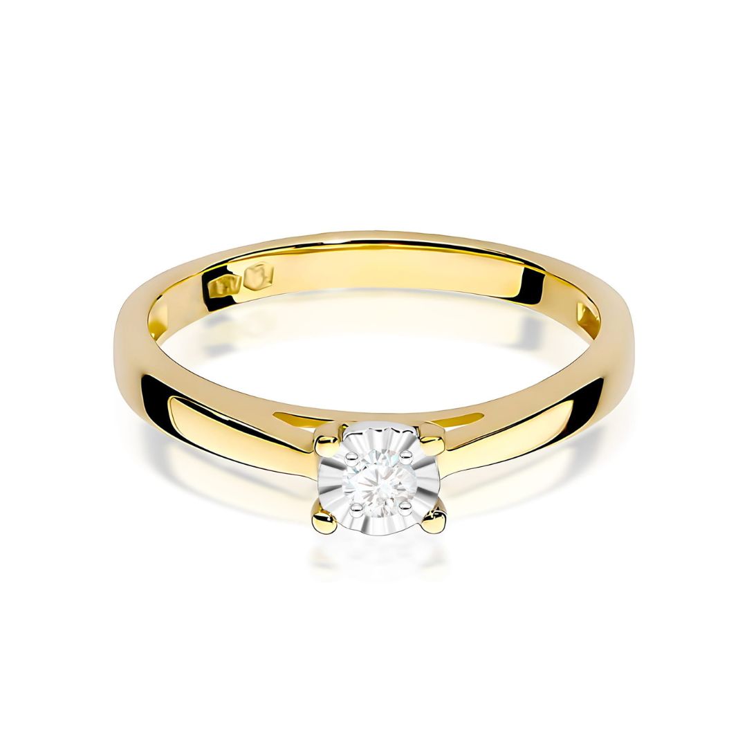 Anillo Solitario Inés Oro Amarillo 14K con Diamante Natural 0,08 ct