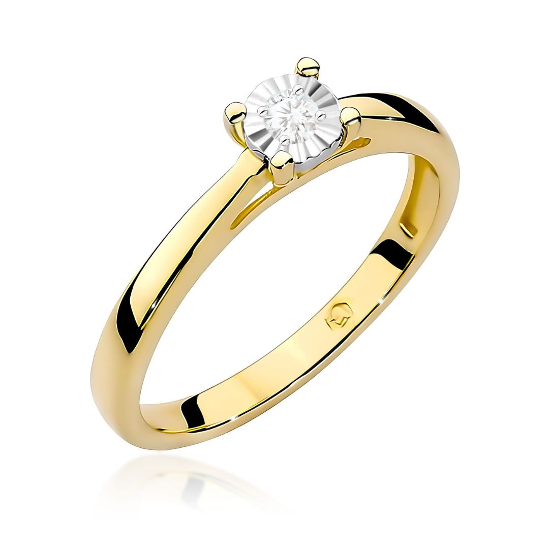 Anillo Solitario Inés Oro Amarillo 14K con Diamante Natural 0,08 ct
