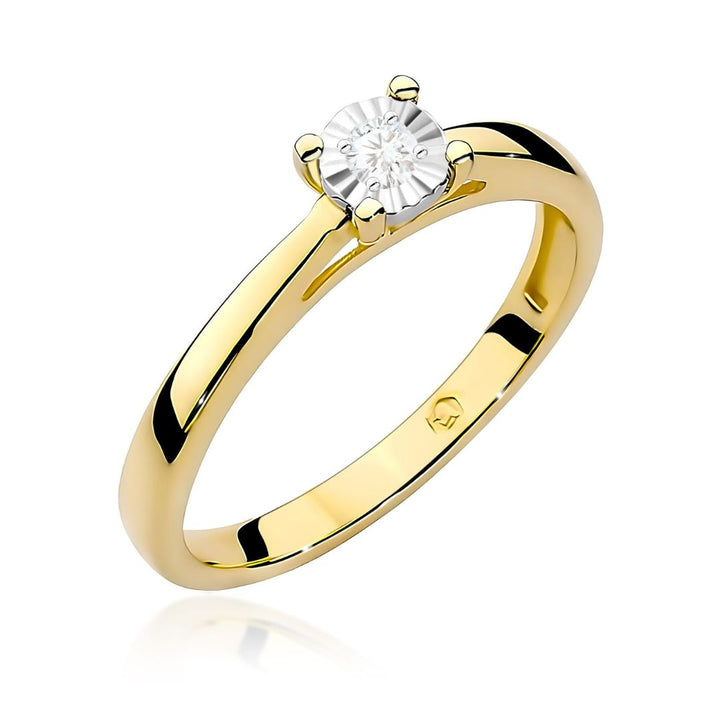 Anillo Solitario Inés Oro Amarillo 14K con Diamante Natural 0,08 ct