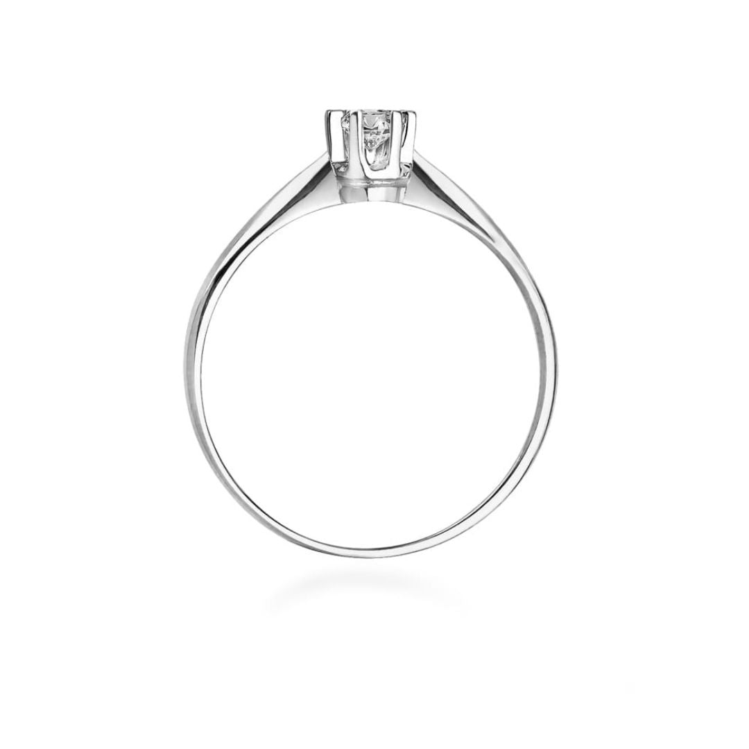Anillo Solitario Oro Blanco 14K con Diamante Natural 0,10 ct