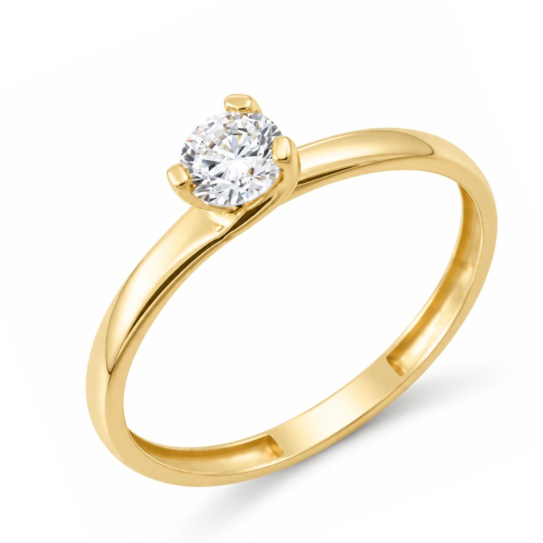 Anillo Solitario de Oro 9K con Circonita de 5 mm