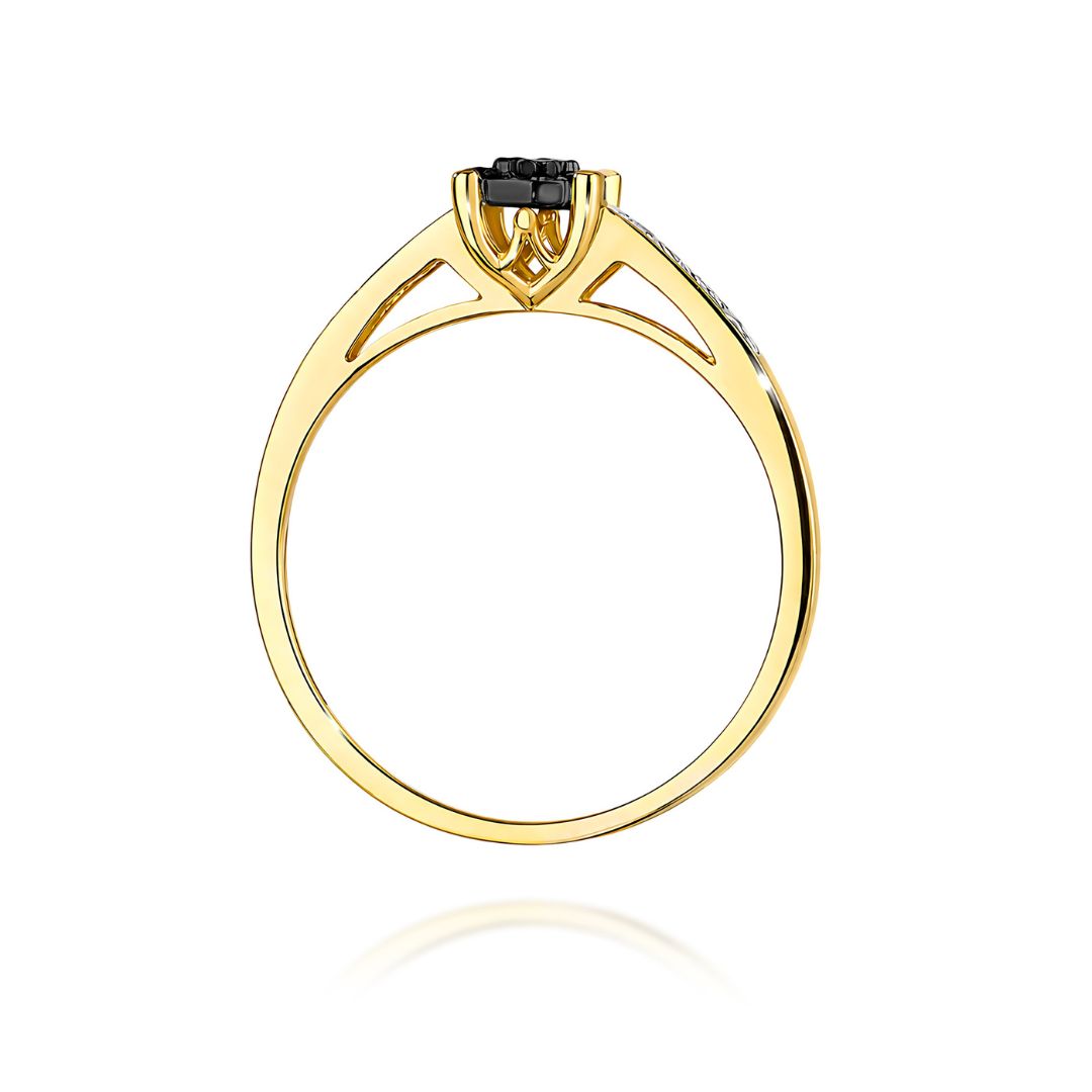 Anillo Tyra de oro amarillo de 14K con diamantes negros y blancos