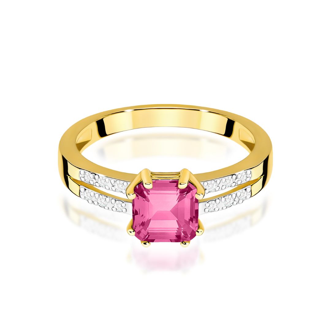 Anillo Valeria de Oro 14K con Topacio Rosa y Diamantes