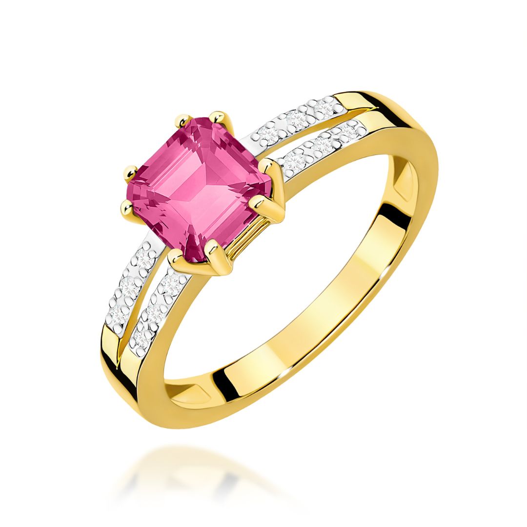 Anillo Valeria de Oro 14K con Topacio Rosa y Diamantes