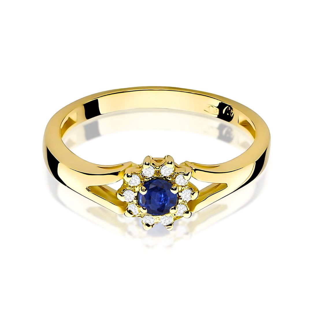 Anillo Vera de Oro 14K con Zafiro y Diamantes