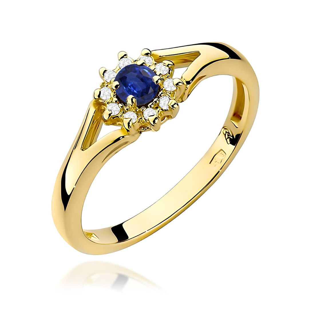Anillo Vera de Oro 14K con Zafiro y Diamantes