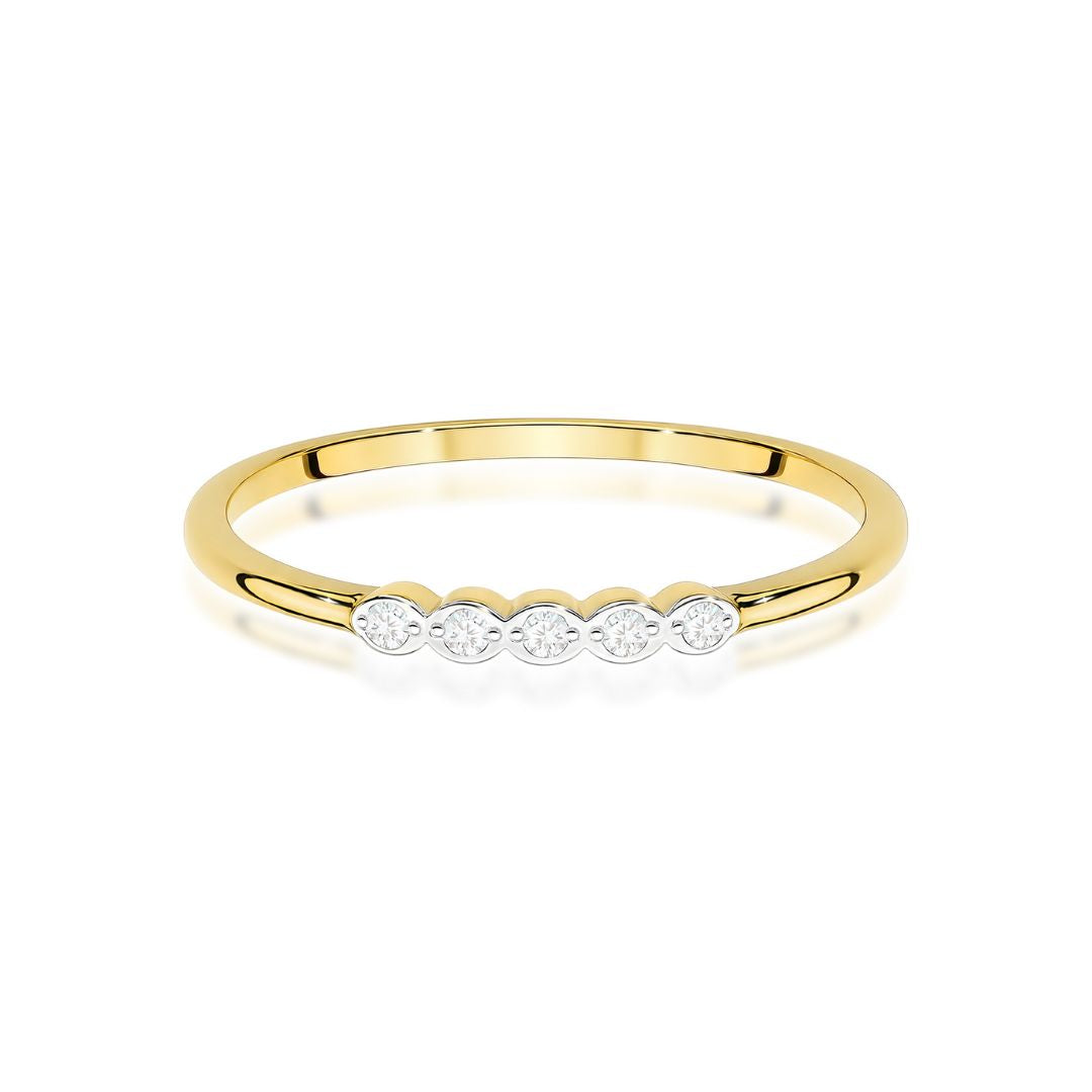 Anillo Zuri de oro amarillo de 14K con cinco diamantes