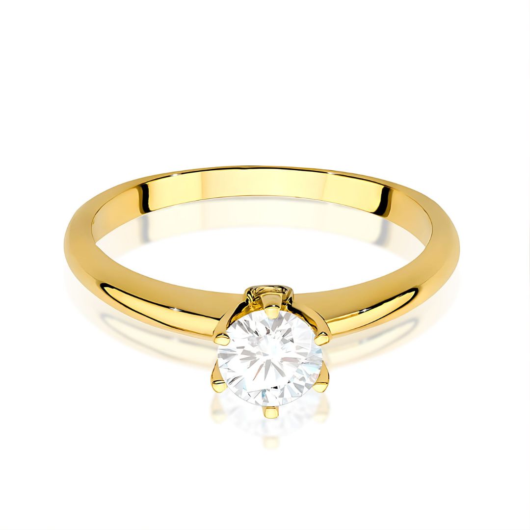 Anillo de Compromiso Elena de Oro 14K con Zafiro Blanco 0,60 ct y Diamantes