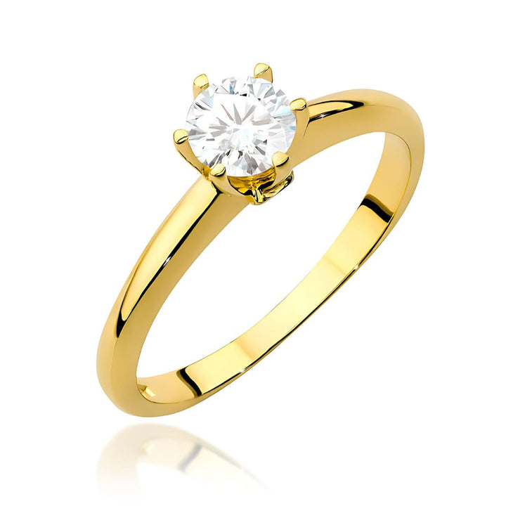 Anillo de Compromiso Elena de Oro 14K con Zafiro Blanco 0,60 ct y Diamantes