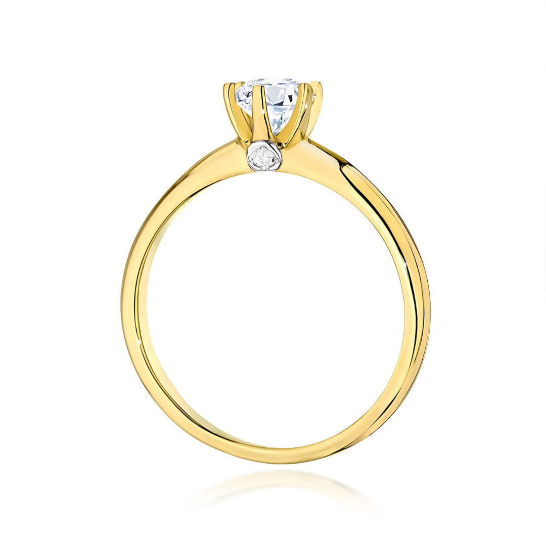 Anillo de Compromiso Elena de Oro 14K con Zafiro Blanco 0,60 ct y Diamantes