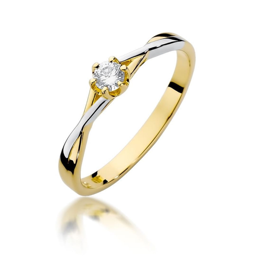Anillo de Compromiso Gaia Oro 14K con Diamantes 0,12 ct