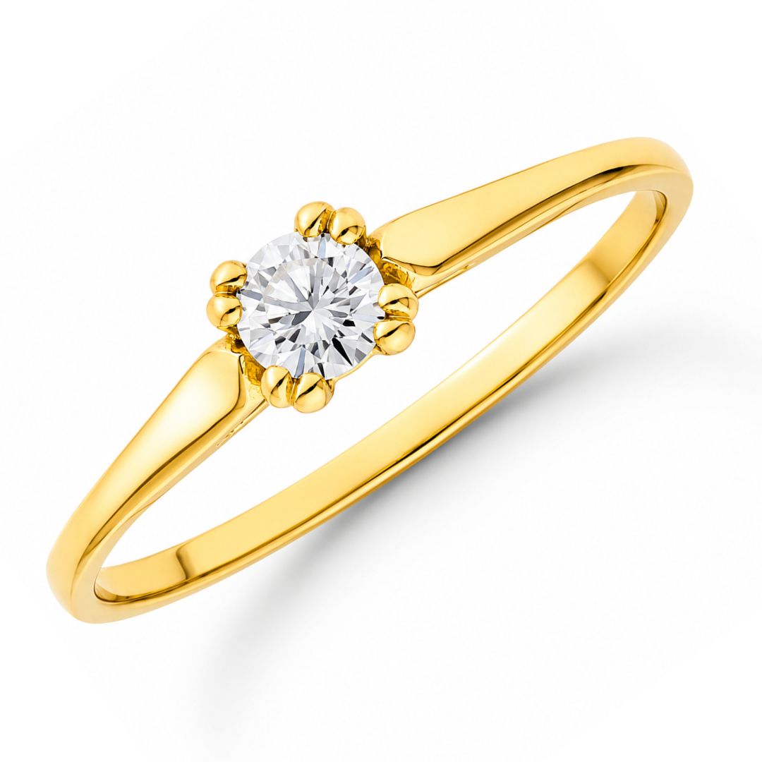 Anillo de Oro Amarillo 18K Solitario con Circonita – El Sí Perfecto