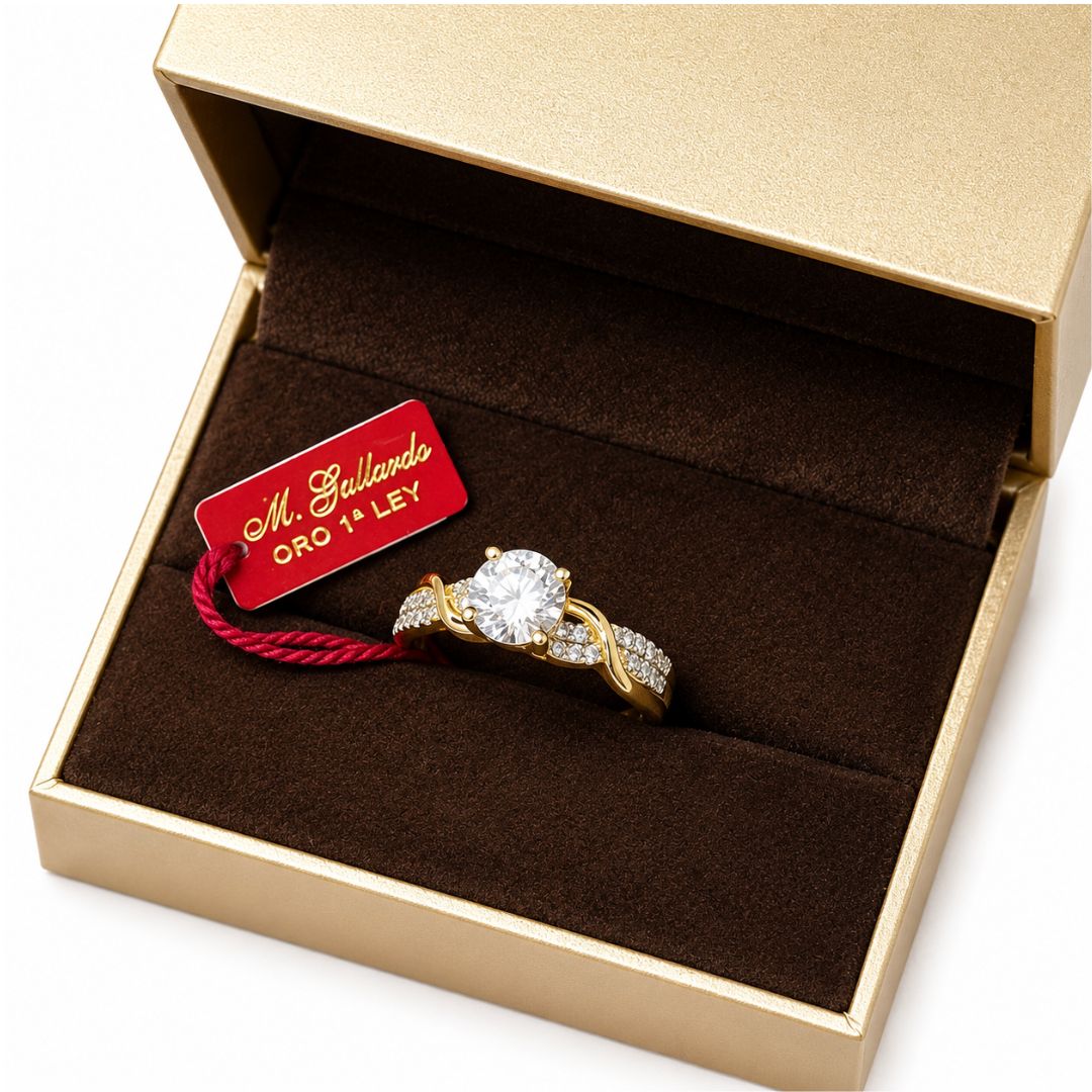 Anillo de Compromiso Oro Amarillo 18K con Circonitas - La elegancia hecha joya