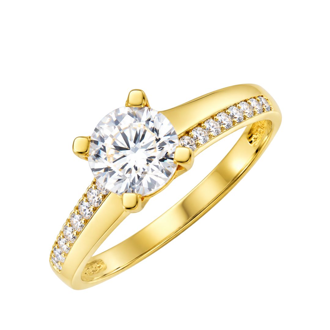 Anillo de Compromiso Oro Amarillo 18K con Circonitas