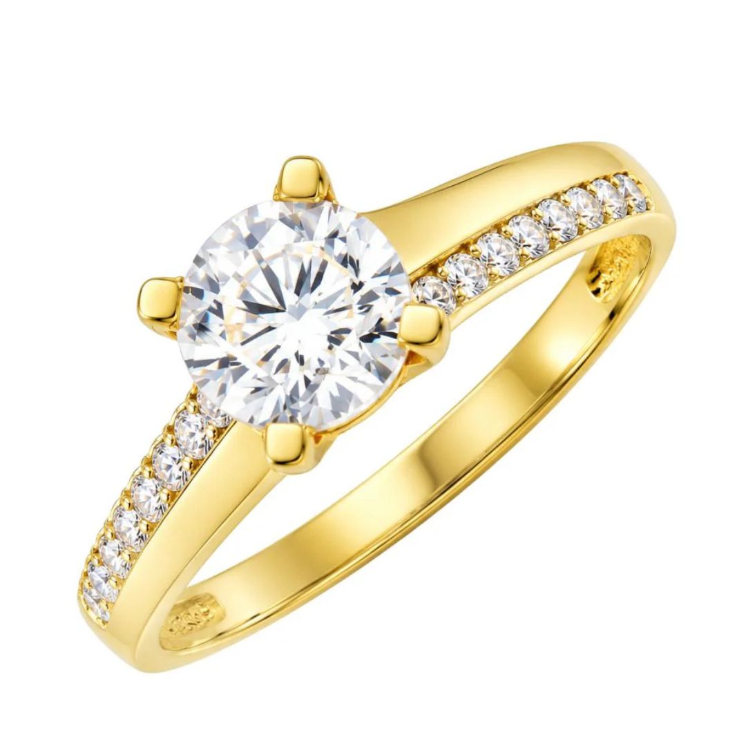 Anillo de Compromiso Oro Amarillo 18K con Circonitas