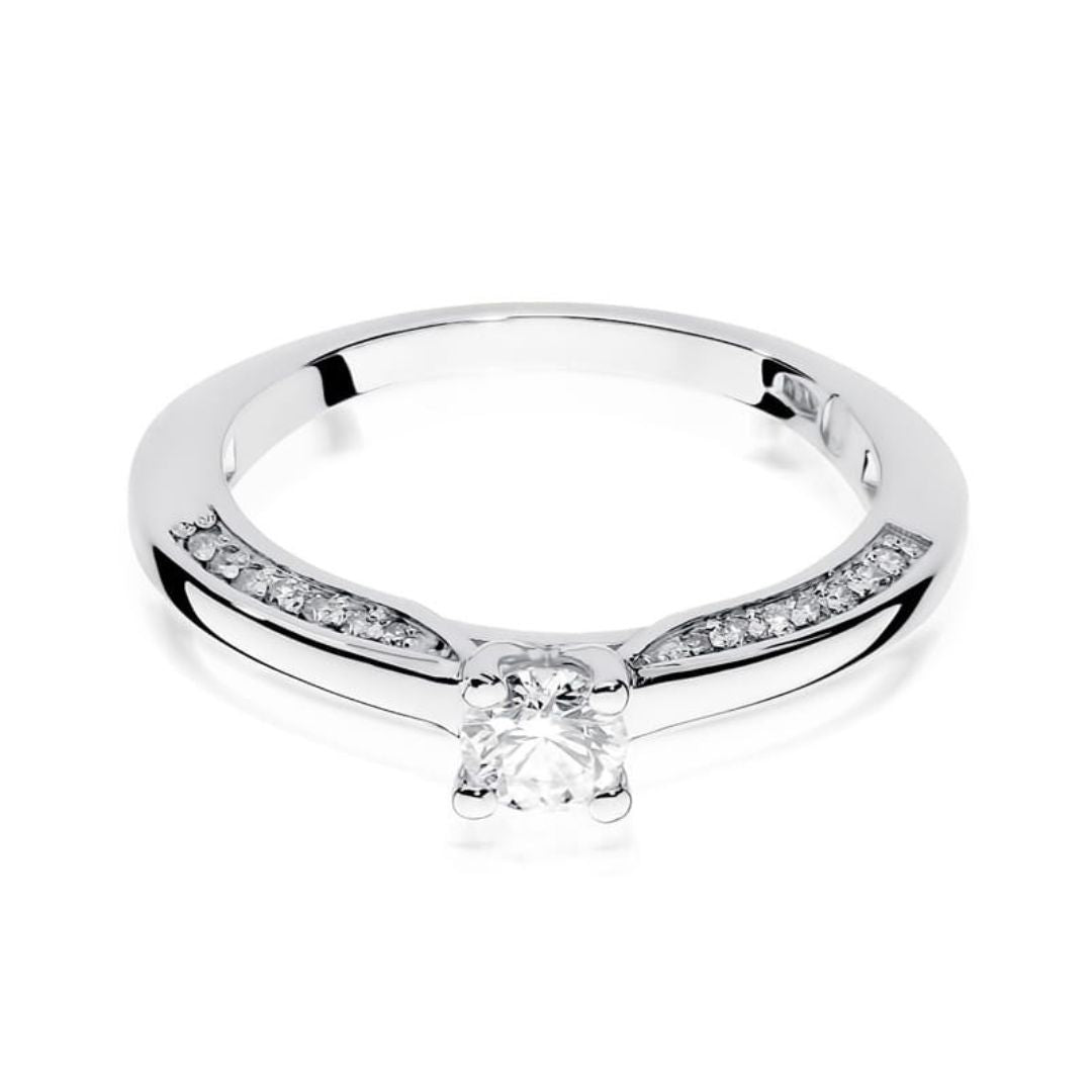 Anillo de Compromiso Oro Blanco 14K con Diamante 0,30 ct