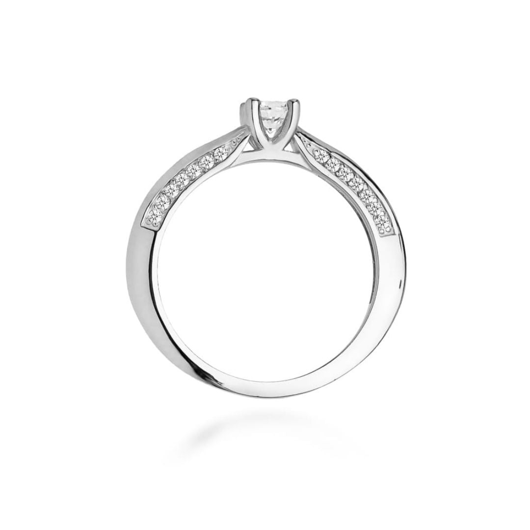 Anillo de Compromiso Oro Blanco 14K con Diamante 0,30 ct