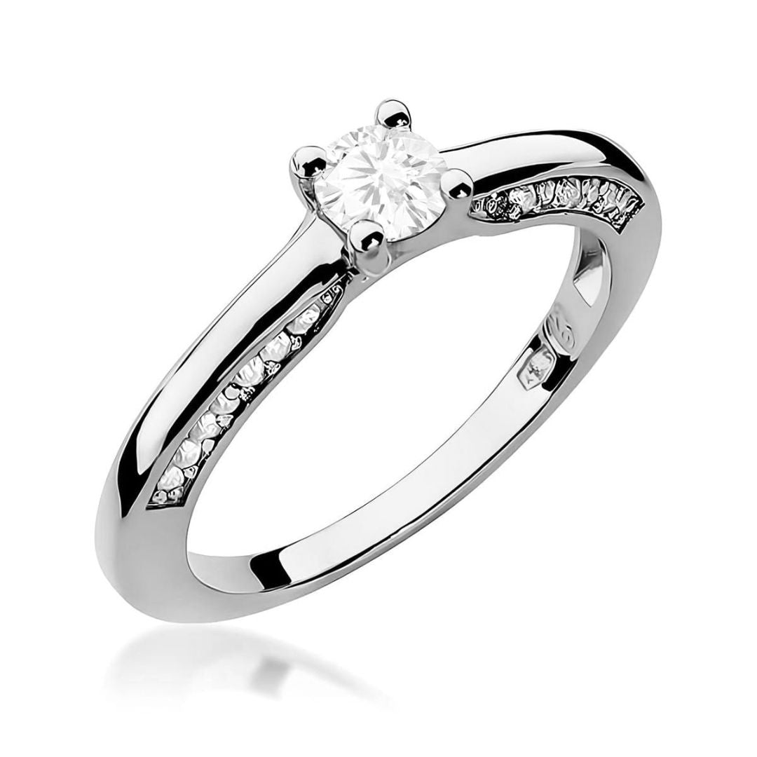 Anillo de Compromiso Oro Blanco 14K con Diamante 0,30 ct