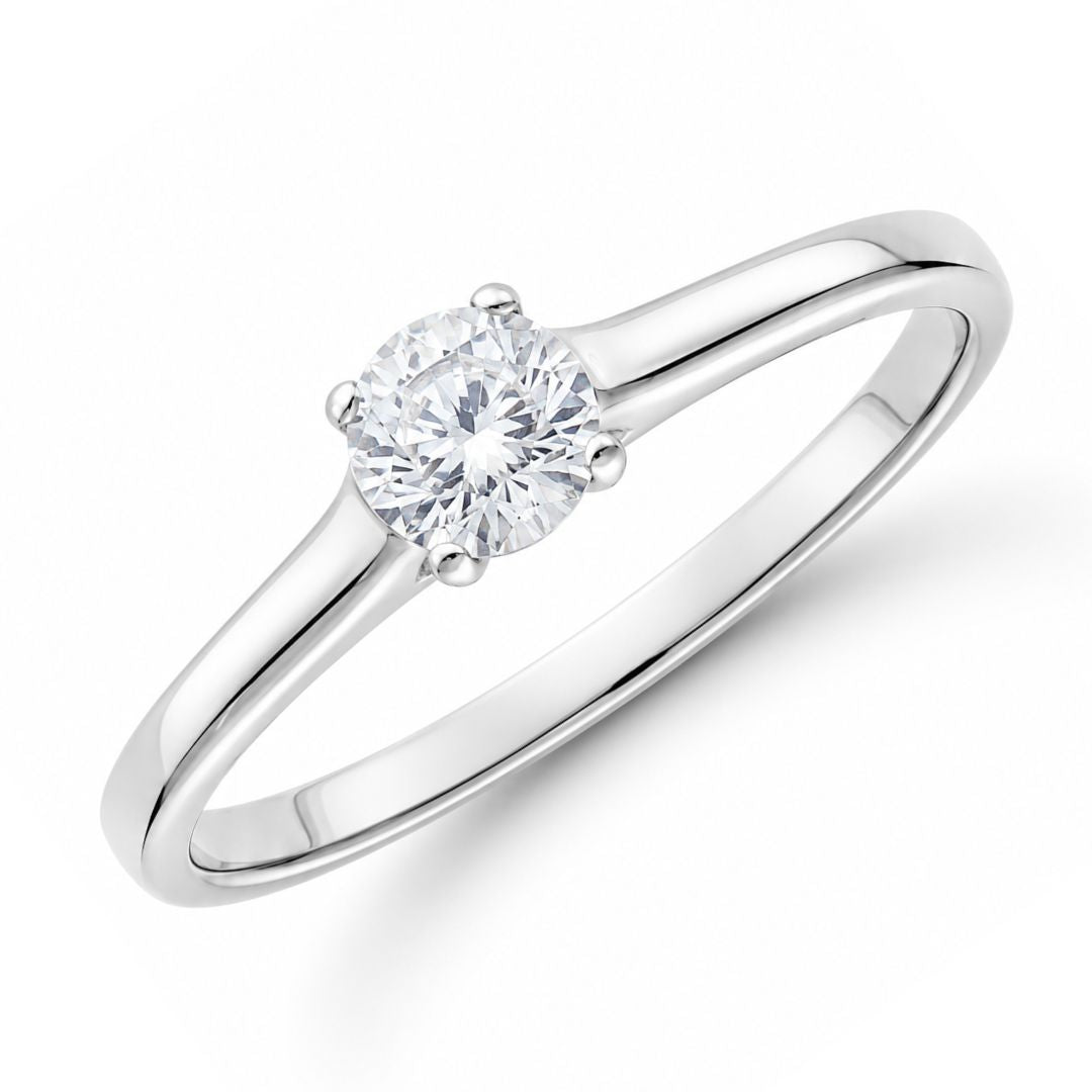 Anillo de Compromiso Oro Blanco 18K Solitario con Diamante Natural 0,15 ct – Elegancia Atemporal