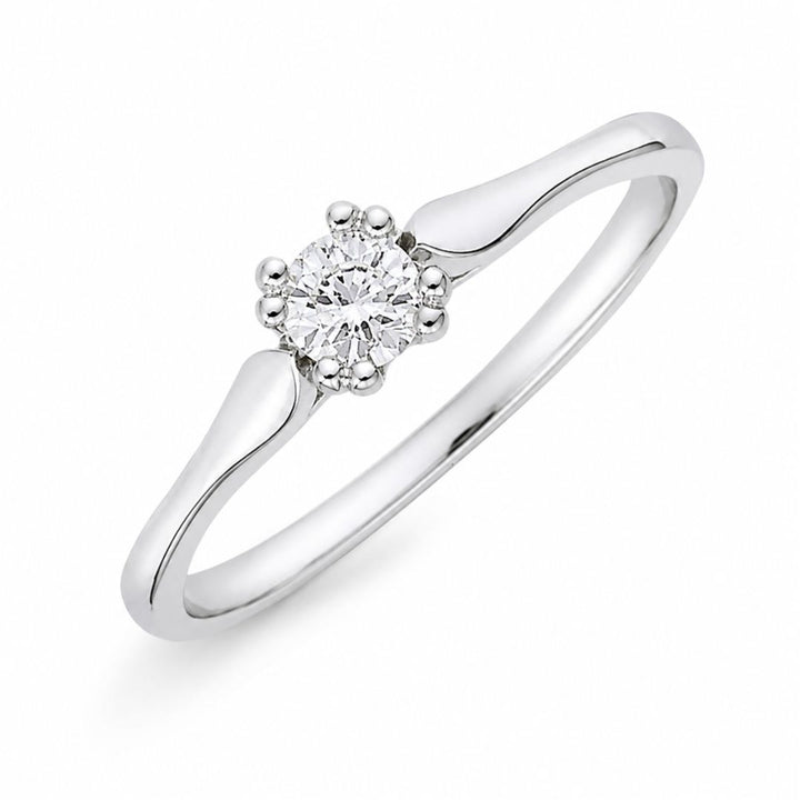 Anillo de Compromiso Oro Blanco 18K con Diamante Natural 0,15 ct