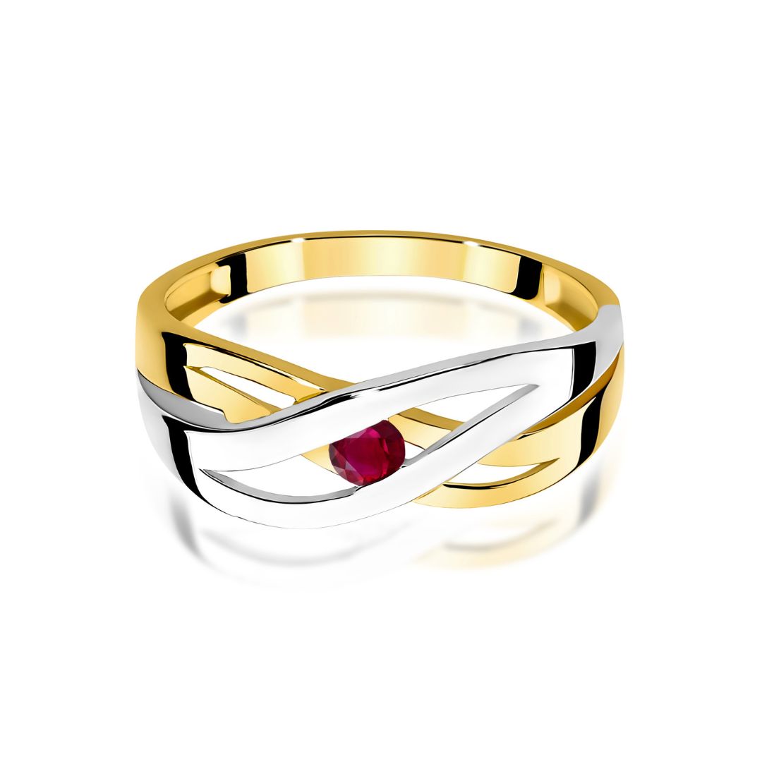 Anillo Zoe de Oro 14K Bicolor con Rubí