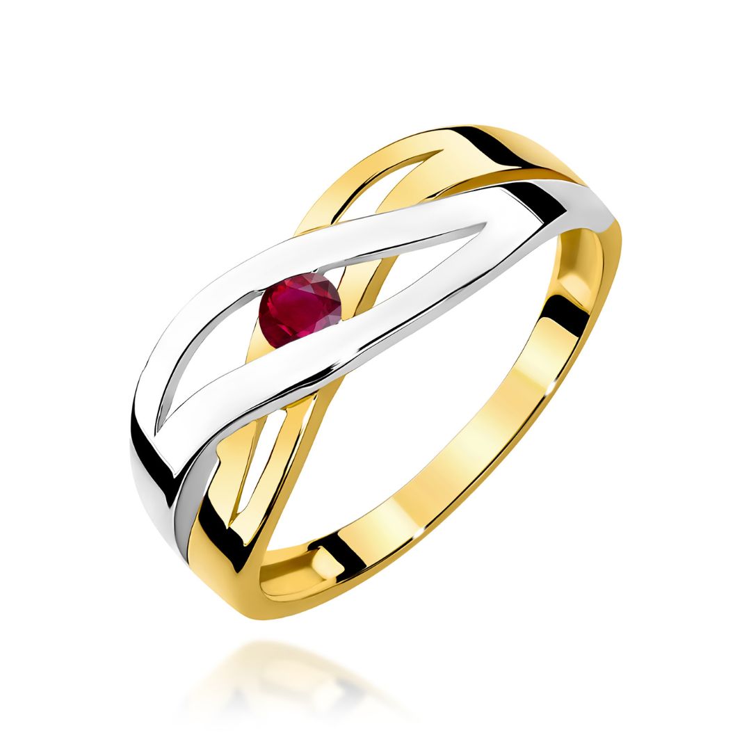 Anillo Zoe de Oro 14K Bicolor con Rubí