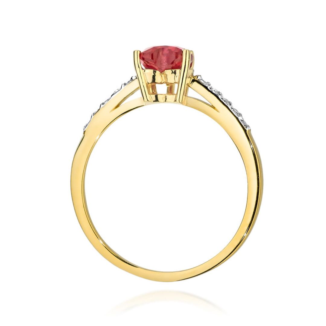 Anillo Amor de Oro 14K con Rubí Corazón y Diamantes