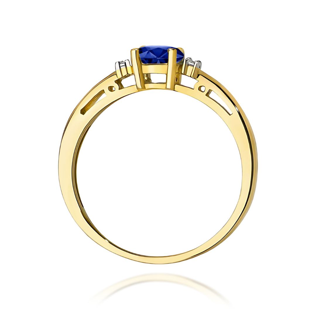 Anillo Carlota de Oro 14K con Zafiro Oval y Diamantes