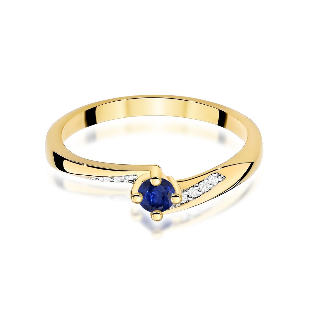 Anillo Irma de Oro 14K con Zafiro y Diamantes