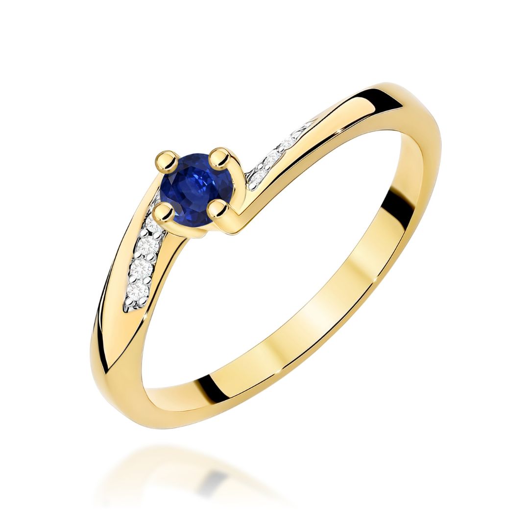 Anillo Irma de Oro 14K con Zafiro y Diamantes