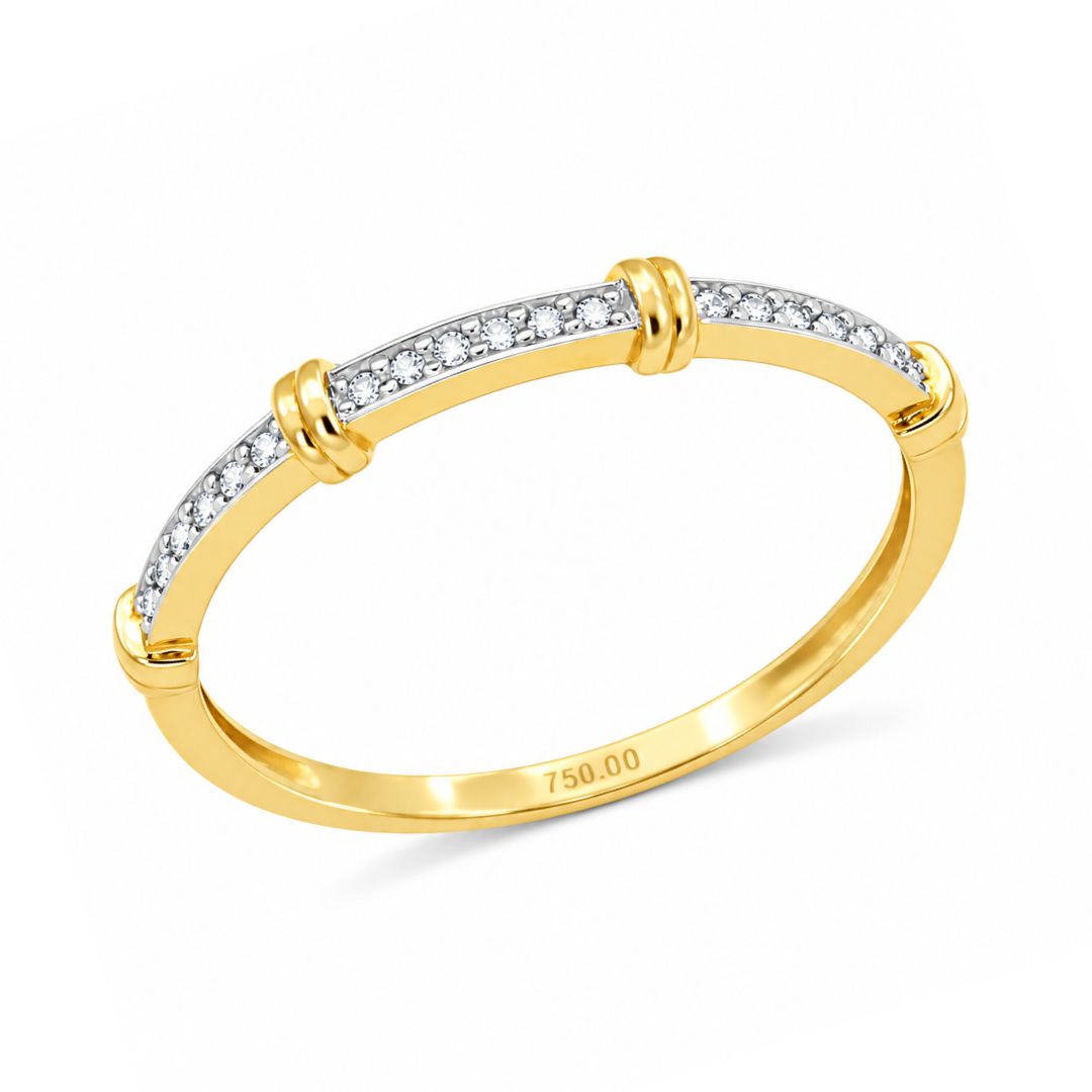 Anillo de Oro 18K Bicolor con Circonitas